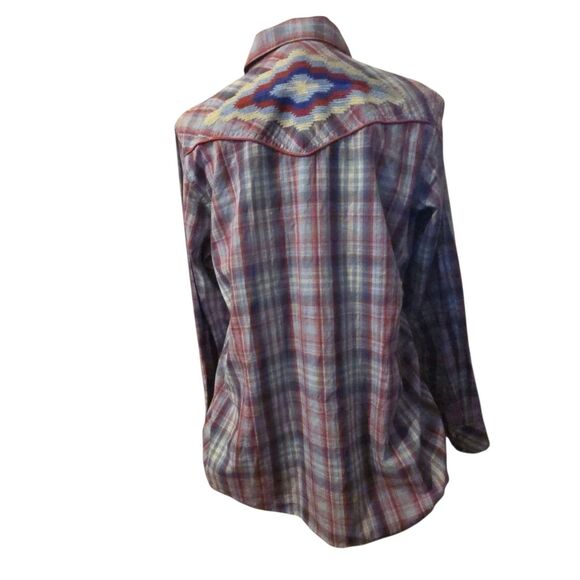 Ariat Aztec Embroidered Shirt L Real Cornflower India Cowgirl Rodeo Ranch - Picture 2 of 12